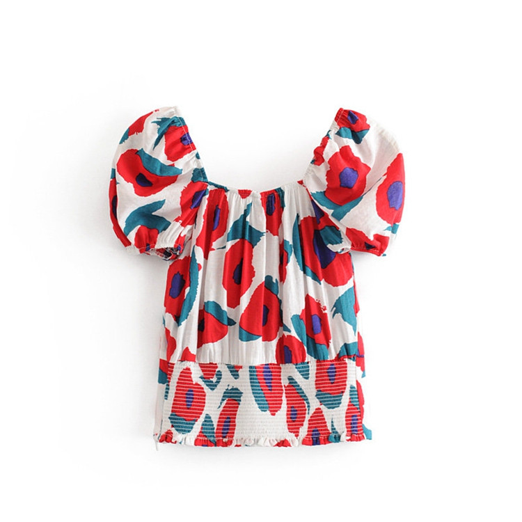 Bluza de dama cu nasturi pe toata lungimea si model floral