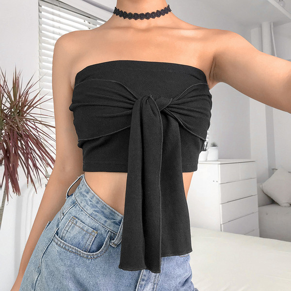 Bustiera de dama moderna cu cravate in negru