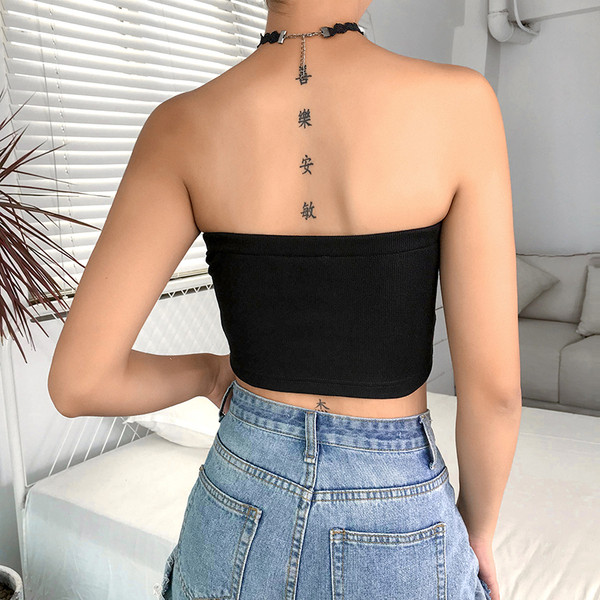 Bustiera de dama moderna cu cravate in negru