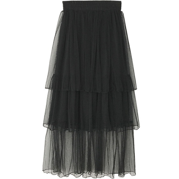 Fusta de dama moderna cu talie inalta si tul in alb si negru