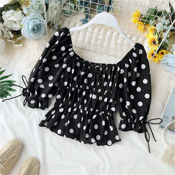 Bluză de damă modernă cu buline în mai multe culori