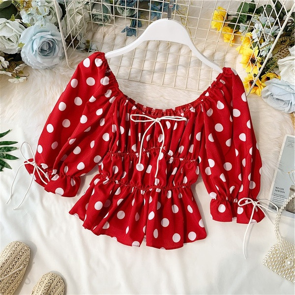 Bluză de damă modernă cu buline în mai multe culori