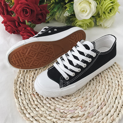 Tenisi casual dama in alb si negru cu sireturi si talpa plata