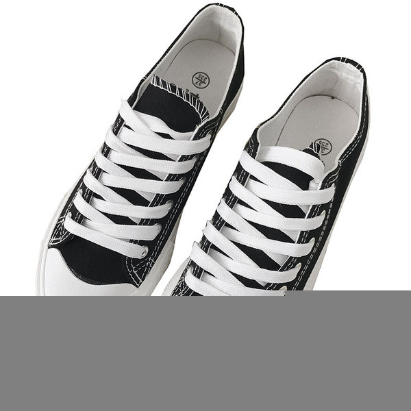 Tenisi casual dama in alb si negru cu sireturi si talpa plata