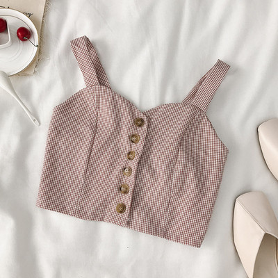 Maiou de damă de zi cu zi cu nasturi și bretele în două culori