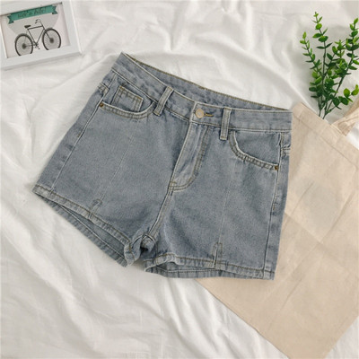 Дамски дънки в черен и син цвят с цепка и висока талия