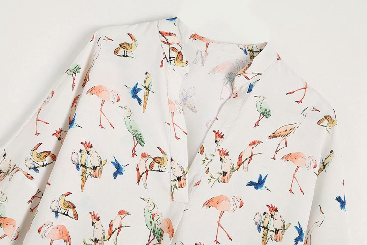 Cămașă casual damă cu aplicație - flamingo