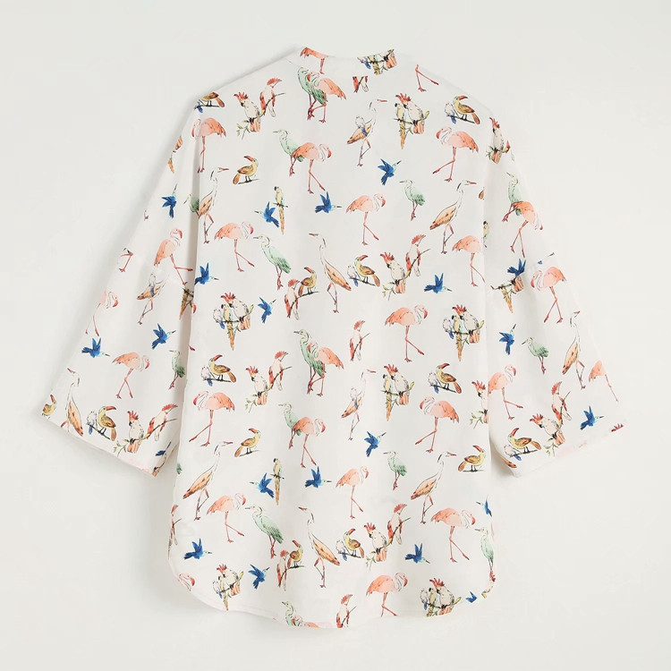 Cămașă casual damă cu aplicație - flamingo