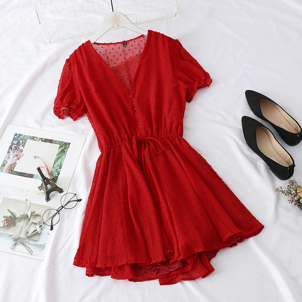 Salopeta de vara dama cu maneci scurte si cravate in mai multe culori