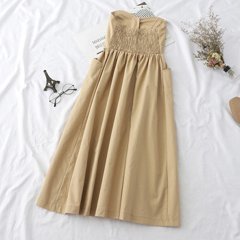 Model actual de rochie de dama fara bretele in negru si maro