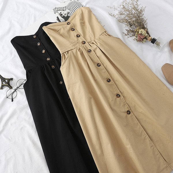 Model actual de rochie de dama fara bretele in negru si maro