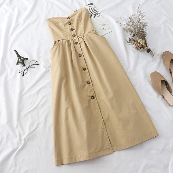 Model actual de rochie de dama fara bretele in negru si maro