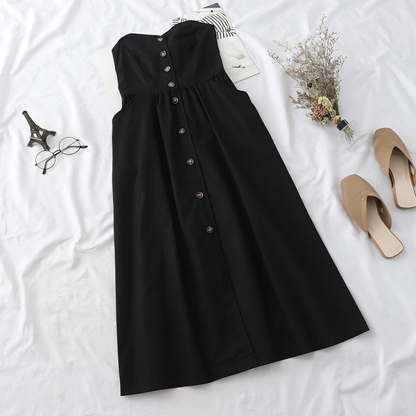 Model actual de rochie de dama fara bretele in negru si maro