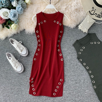 Rochie moderna de dama cu element metalic in mai multe culori