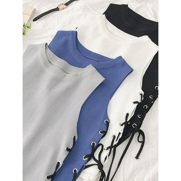 Maiou de damă de zi cu zi cu cravate în patru culori