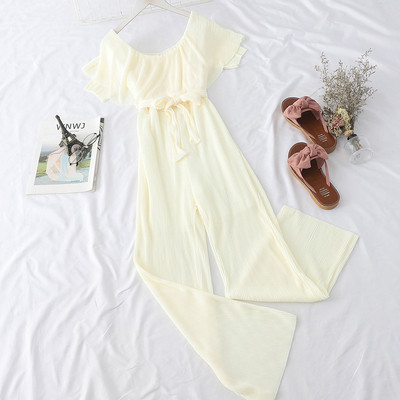 Κομψή Γυναικεία ολόσωμη φόρμα  με ζώνη σε μαύρο, μπεζ και μπλε χρώμα