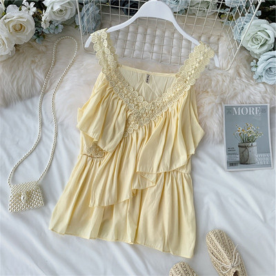 Maieu modern de dama cu bretele din dantela in mai multe culori