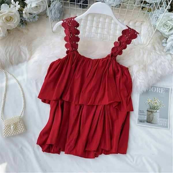 Maieu modern de dama cu bretele din dantela in mai multe culori