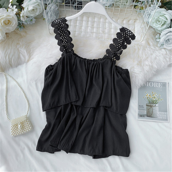 Maieu modern de dama cu bretele din dantela in mai multe culori