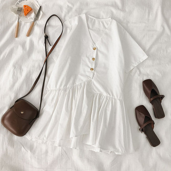 Rochie casual de dama de culoare alb si negru si maneci scurte