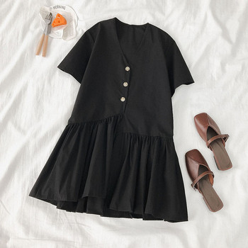 Rochie casual de dama de culoare alb si negru si maneci scurte