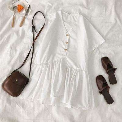 Rochie casual de dama de culoare alb si negru si maneci scurte