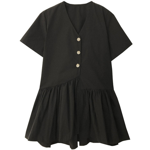 Rochie casual de dama de culoare alb si negru si maneci scurte