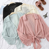 Cămașă de damă de ultimă generație cu șireturi în mai multe culori