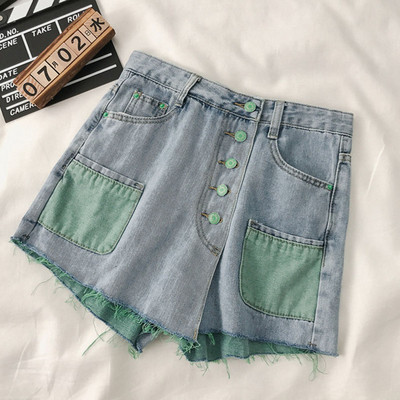 Модерни къси панталони с висока талия и копчета в два цвята