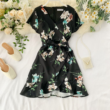 Rochie moderna de dama cu model floral in diferite culori