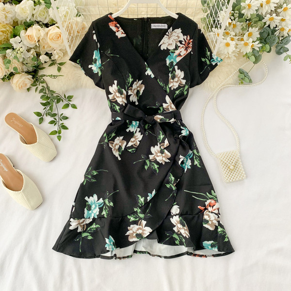 Rochie moderna de dama cu model floral in diferite culori