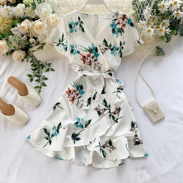 Rochie moderna de dama cu model floral in diferite culori