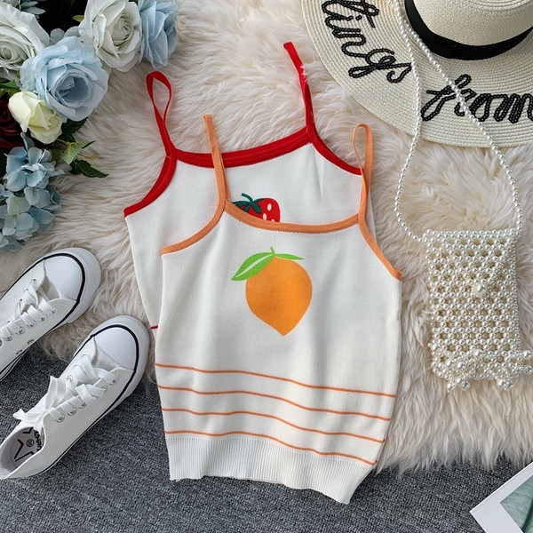 Maieu casual de damă, cu bretele subțiri și broderie colorată