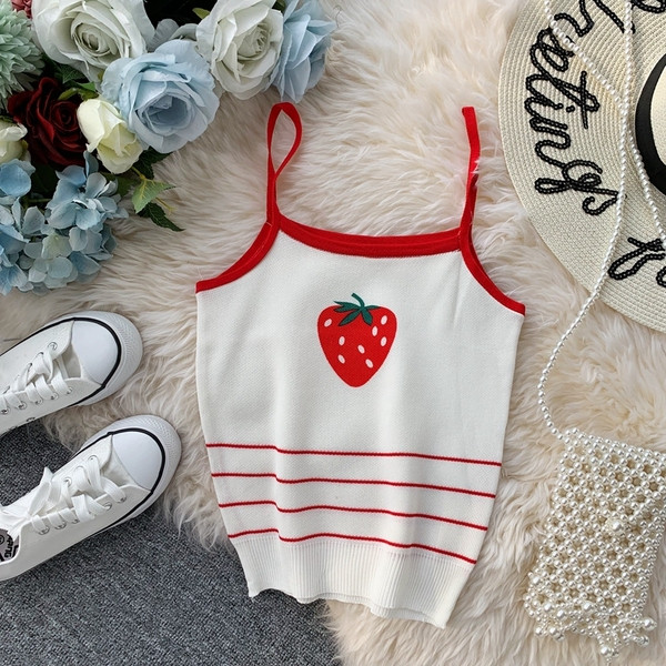 Maieu casual de damă, cu bretele subțiri și broderie colorată