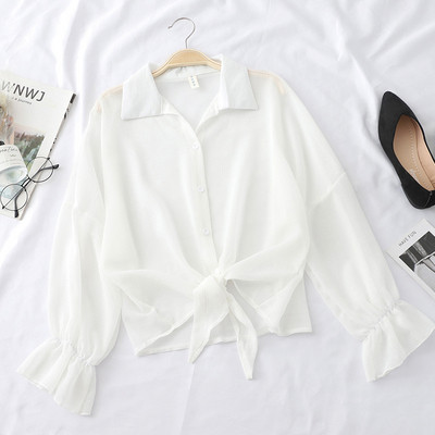 Cămașă de damă cu mâneci lungi și cravate în diferite culori