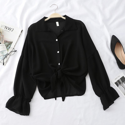 Cămașă de damă cu mâneci lungi și cravate în diferite culori