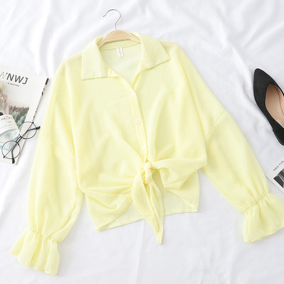 Cămașă de damă cu mâneci lungi și cravate în diferite culori