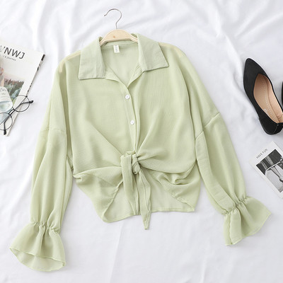 Cămașă de damă cu mâneci lungi și cravate în diferite culori