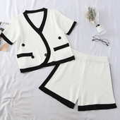 Set elegant pentru femei din două părți în alb și negru