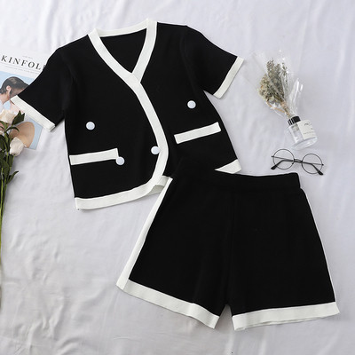 Set elegant pentru femei din două părți în alb și negru