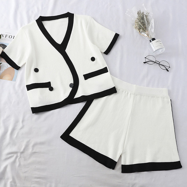 Set elegant pentru femei din două părți în alb și negru