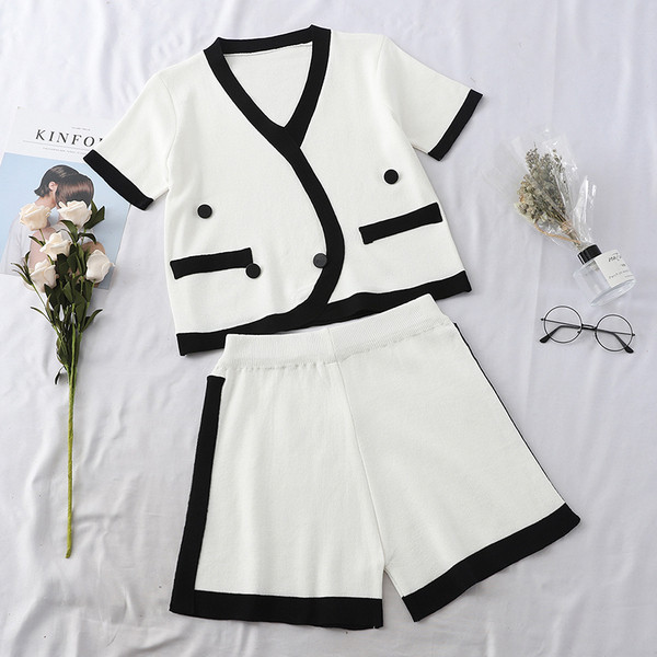 Set elegant pentru femei din două părți în alb și negru