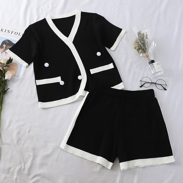 Set elegant pentru femei din două părți în alb și negru