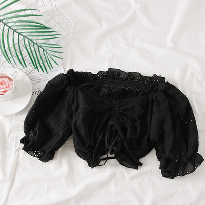 Стилна дамска блуза с голи рамене и 3/4 ръкав в няколко цвята