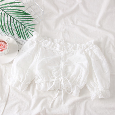 Стилна дамска блуза с голи рамене и 3/4 ръкав в няколко цвята