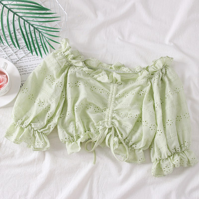 Стилна дамска блуза с голи рамене и 3/4 ръкав в няколко цвята