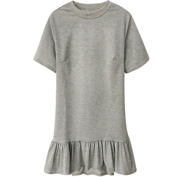 Rochie modernă de damă cu mâneci scurte și spate gol în negru și gri