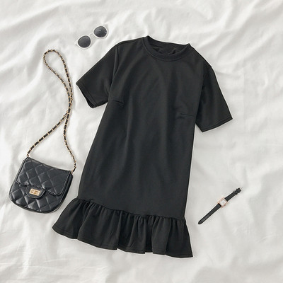 Rochie modernă de damă cu mâneci scurte și spate gol în negru și gri