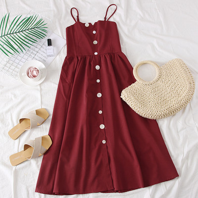 Rochie casual de dama cu bretele subtiri in mai multe culori