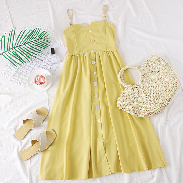 Rochie casual de dama cu bretele subtiri in mai multe culori